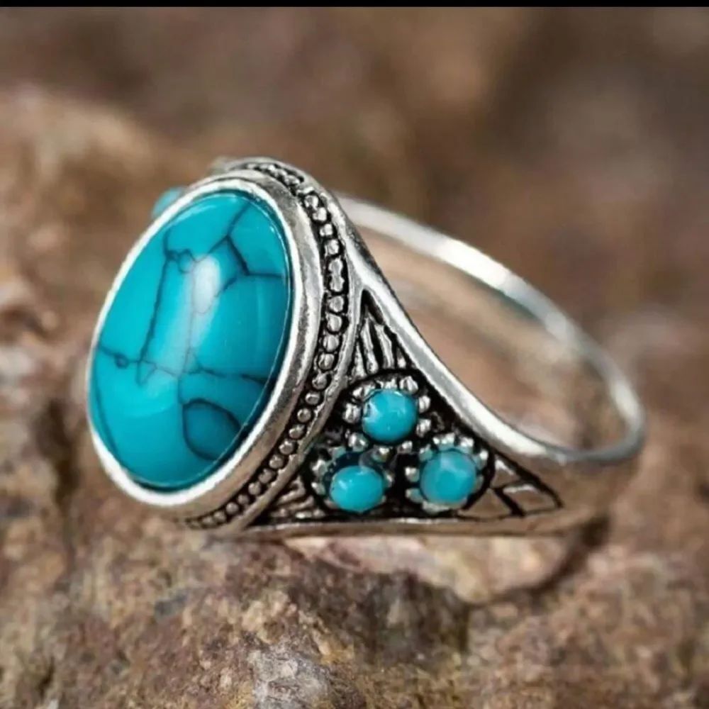 3for$20 1pc Vintage Turquoise Zinc Alloy Ring
